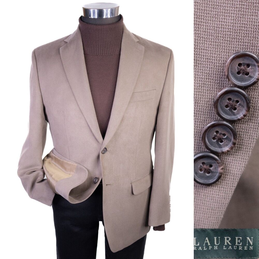 Lauren Ralph Lauren Beige 38S Polyester Two Button Sport Coat Blazer Jacket